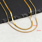 Two-Tone Snake Box Chain Necklace — Stainless Steel
