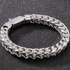 Luxury Gold Color Stainless Steel Bracelet for Men 10MM Square Franco Chain Men's Wrist Bracelets On Hand Jewellery