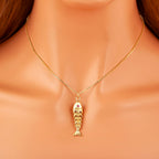 Goldfish Pendant Necklace — Copper