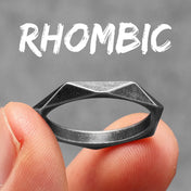 Rhombic Geometric Cut Minimalist Ring — Stainless Steel