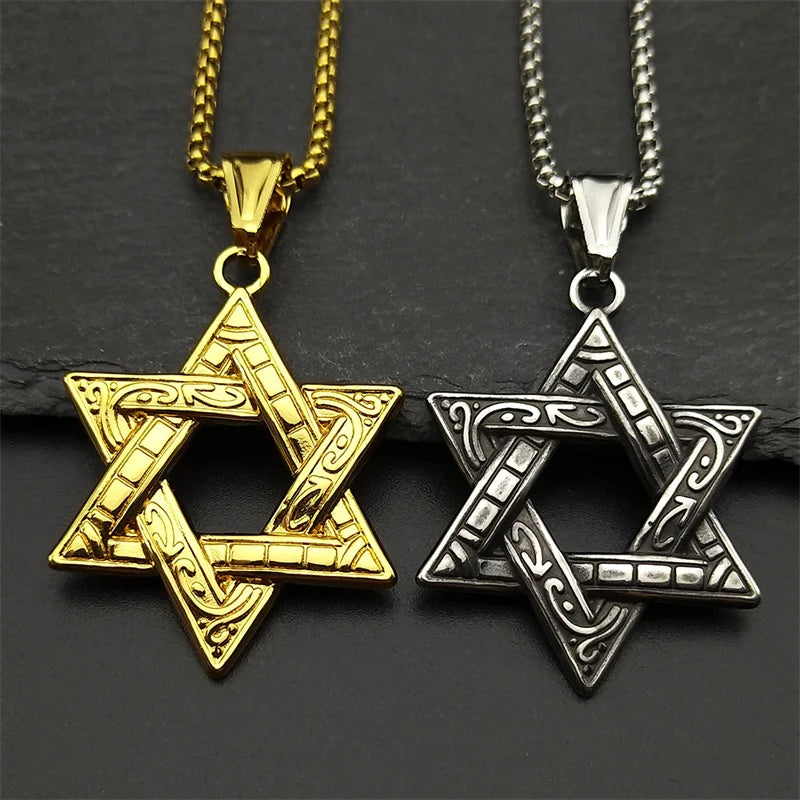 Star Two-Tone Pendant Jewish David Israel Hexagram
