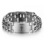 HNSP 24MM Width 316L Stainless Steel Cuban Chain Cross Bracelet For Men Jewelry Male Hand Chain Wrap Bracelets Punk
