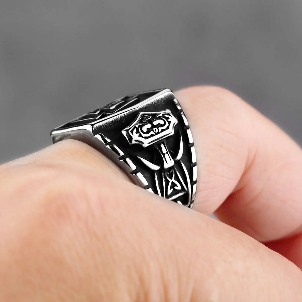 Viking Steel Ring 316L Rune Waterproof Anti-fading