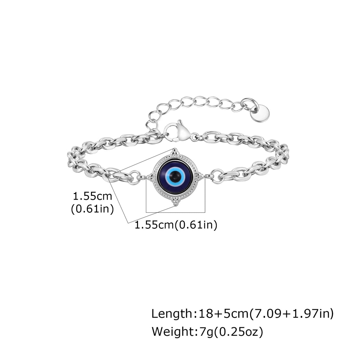 Turkish Evil Eye Beaded Bracelet for Men — Stainless Steel