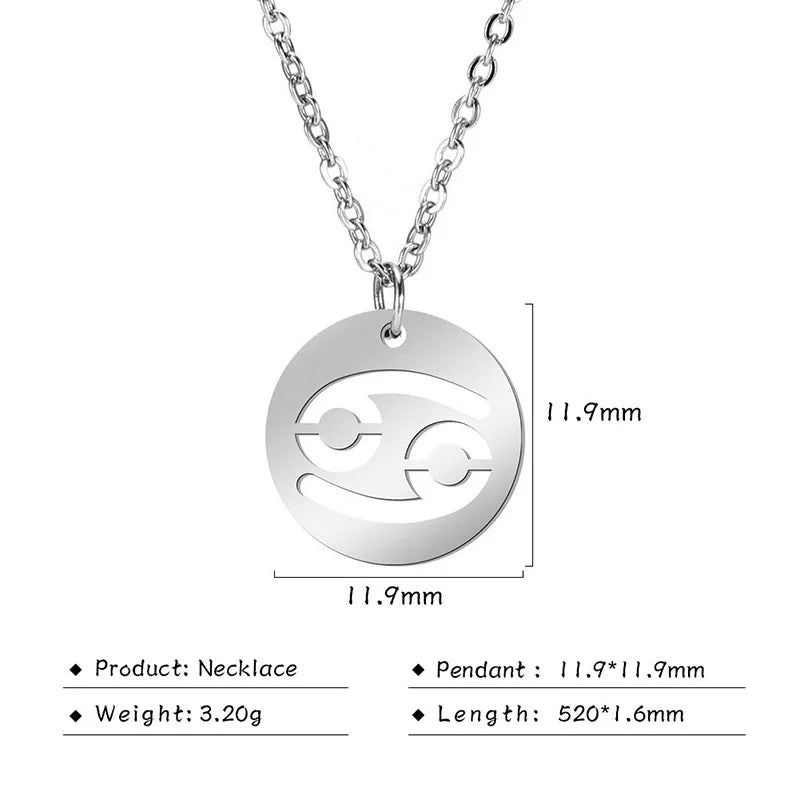 Kkjoy Stainless Steel Star Zodiac Sign Necklaces 12 Constellation Choker Pendants Necklace Aries Libra Leo Collier Birthday Gift