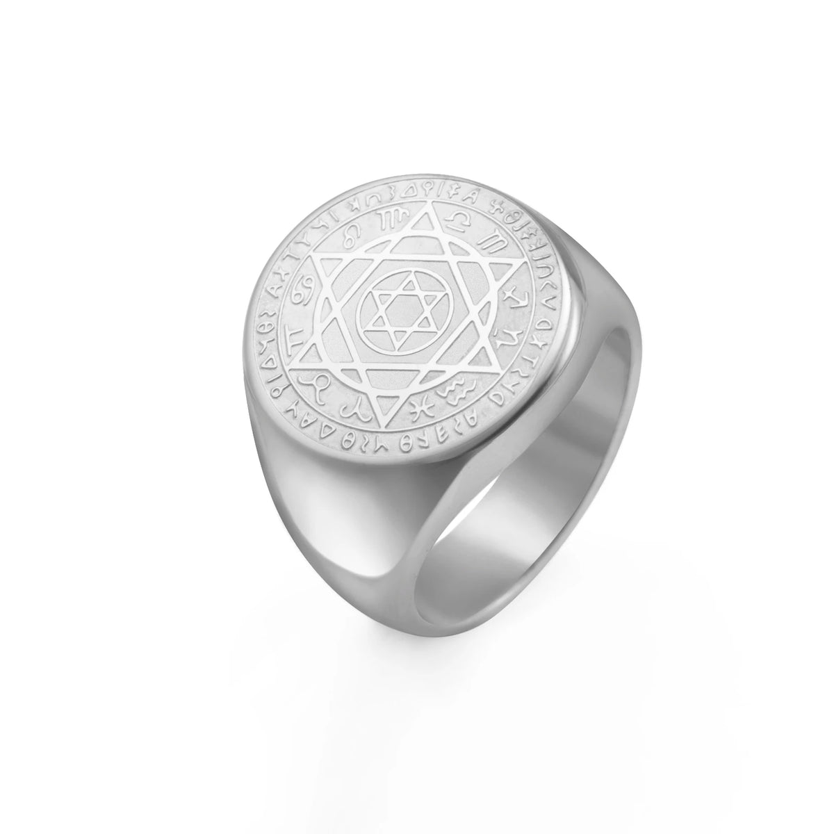 LIKGREAT Hexagram Zodiac Sign Ring for Men Women Star of David 12 Constellation Rings Stainless Steel Jewelry Amulet