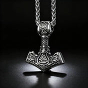 Mjolnir Steel Pendant 316L Norse Odin Knot