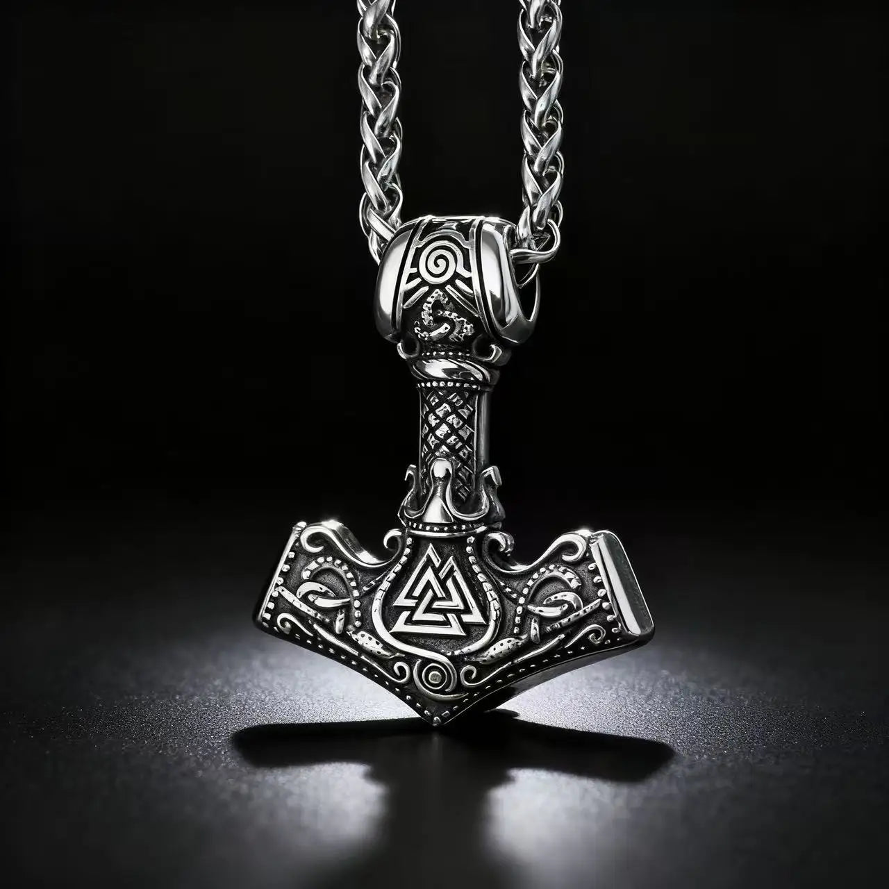 Mjolnir Steel Pendant 316L Norse Odin Knot