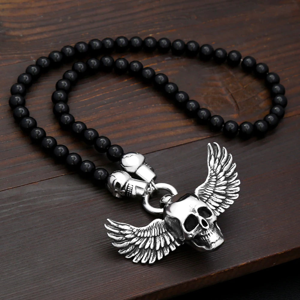Skull Black Pendant Vintage Punk Rock 50CM Long