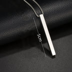 Minimal Wishing Bar Pendant Necklace — Stainless Steel