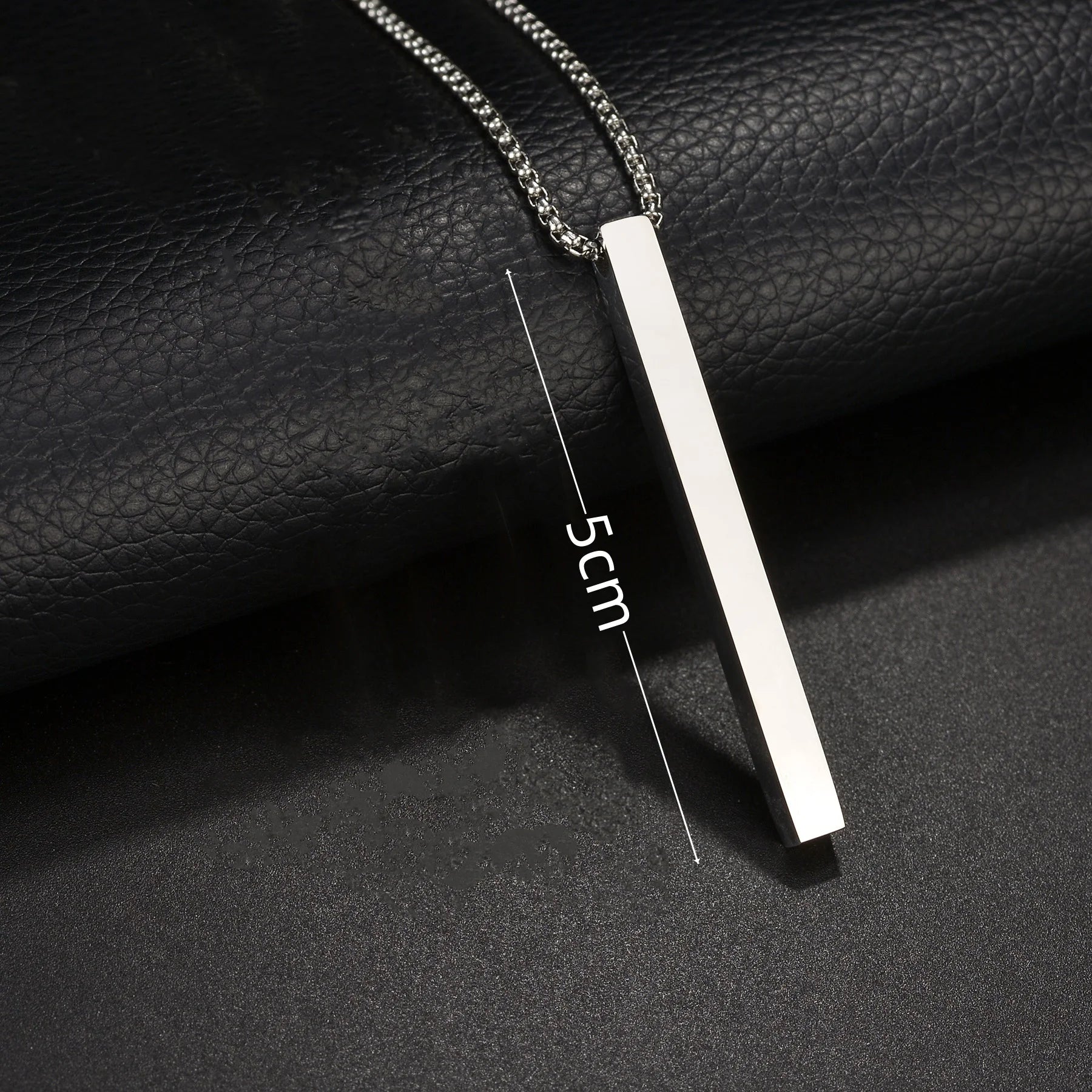 Minimal Wishing Bar Pendant Necklace — Stainless Steel