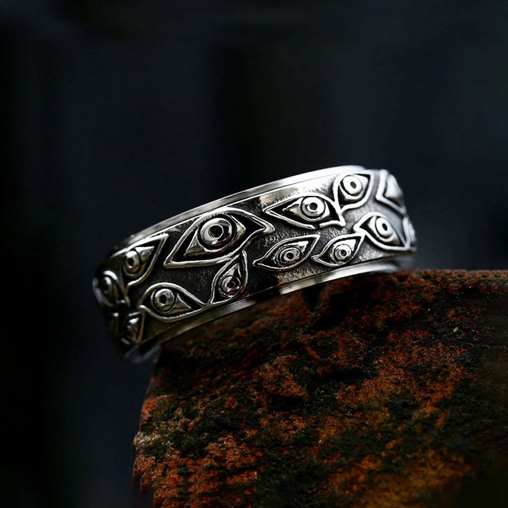 Demon Eye Steel Ring Retro Punk Rotatable