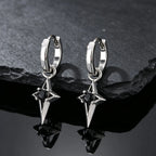 Hip Hop Star Hoop Earrings for Men,Black Zircon Star Copper Hoop Earrings,Trendy Jewelry Gift