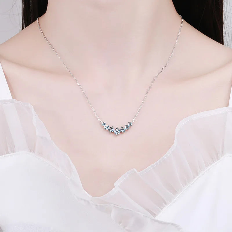 Luxury 18K Solid Platinum PT950 Necklace Moissanite Princess Pendant 2.8 carat D Color Moissanite Full Diamond Clavicle