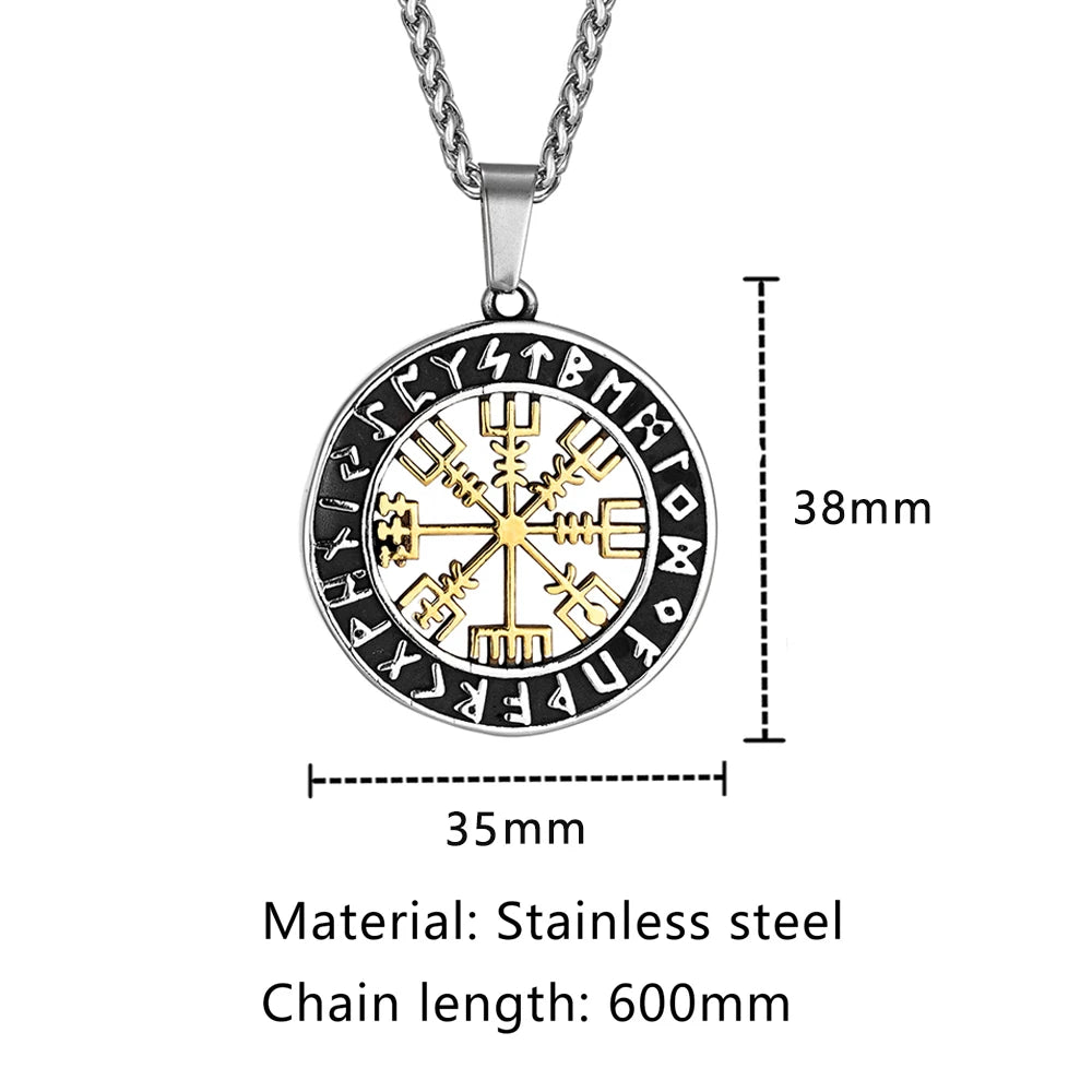 Viking Vegvisir Stainless Steel Pendant Necklace