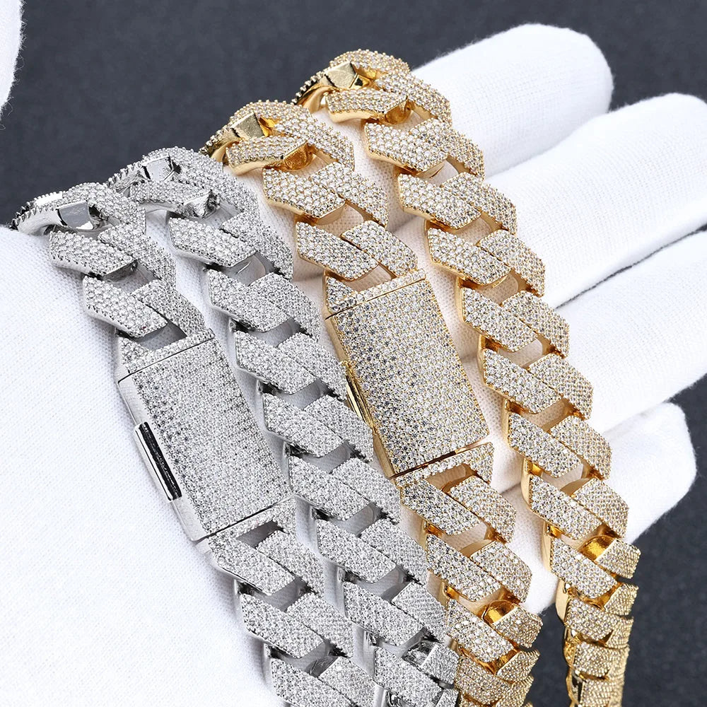 Iced Out Cuban Chain Necklace Stainless Steel 15MM
