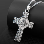 New Celtic Cross & AG Masonic Logo Pendant Necklace for Men Fashion Charm Pendant Religious Party Jewelry Accessories