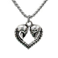 Skull Heart Pendant Necklace — Silver Gothic