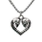 Skull Heart Pendant Necklace — Silver Gothic
