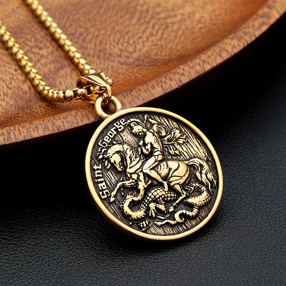 Saint George Dragon Pendant — Stainless