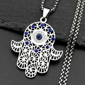 New trendy blue Turkish eye-shaped hand-held heart-shaped studded necklace, versatile collar chain, suitable for both me