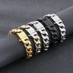 16MM Wide Gold Color Stainless Steel Curb Chain Man Bracelet Male Skull Head Bikers Jewelry Friendship Men's Bracelets