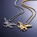 Gold Eagle Pendant Necklace Stainless Steel