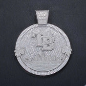 Iced Out Letter Pendant Circle Disc
