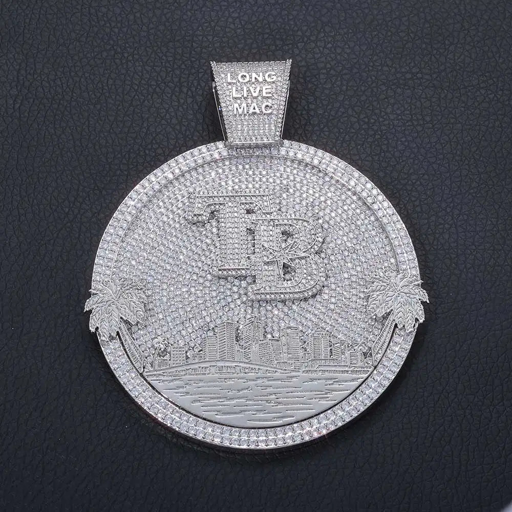 Iced Out Letter Pendant Circle Disc