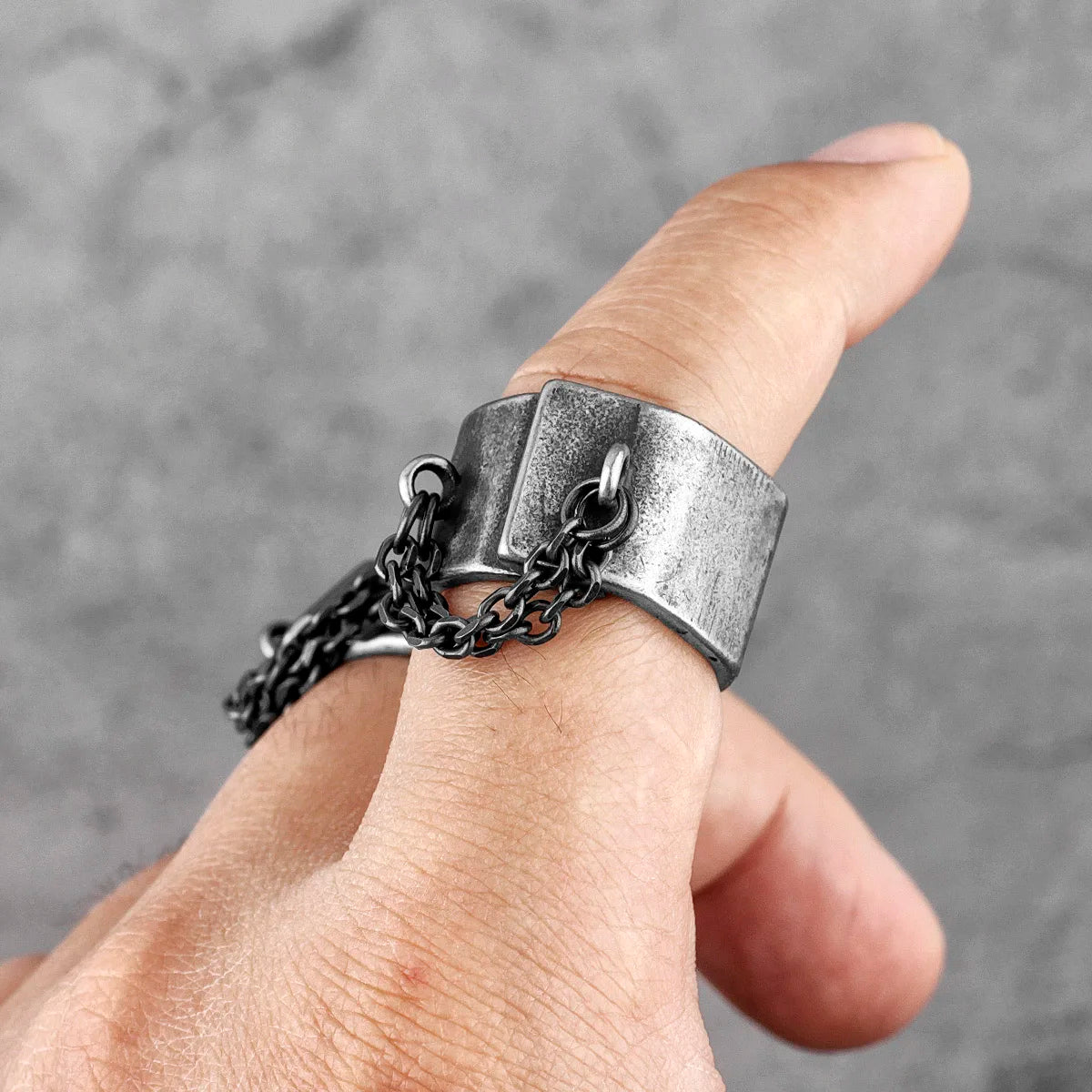 Gothic Shackles Ring — Stainless Steel