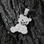 Men Women Hip Hop Bear Shape Pendant Necklace with 13mm Crystal Cuban Chain Iced Out Bling Bling Necklaces HipHop Punk