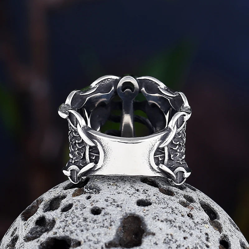 Viking Anchor Totem Ring for Men — Stainless Steel