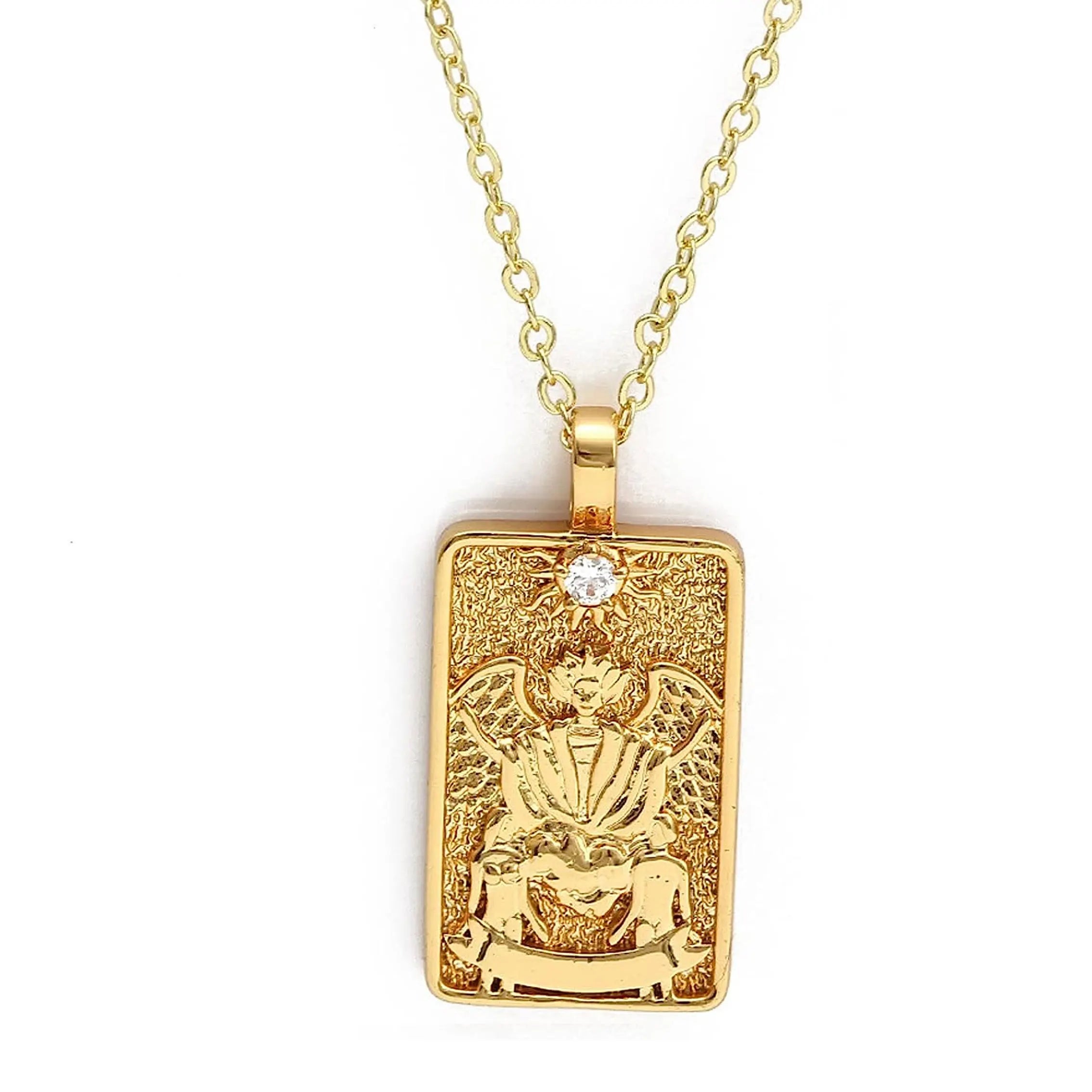 Double Sided Original Tarot Cards Necklace Tarot Moon Cigano Divination Zircon Necklace Wheel of Fortune Star Death