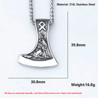 2025 NEW Men's 316L stainless-steel Viking Celtic Wolf Raven Axe Pendant Necklace scandinavian Jewelry Gift free shipping