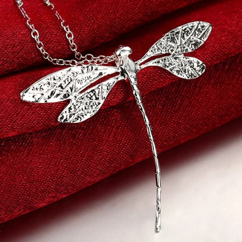 Hot Charms 925 sterling Silver pretty Dragonfly Pendants Necklaces For Women wedding party Fashion Jewelry Valentine's Day Gifts