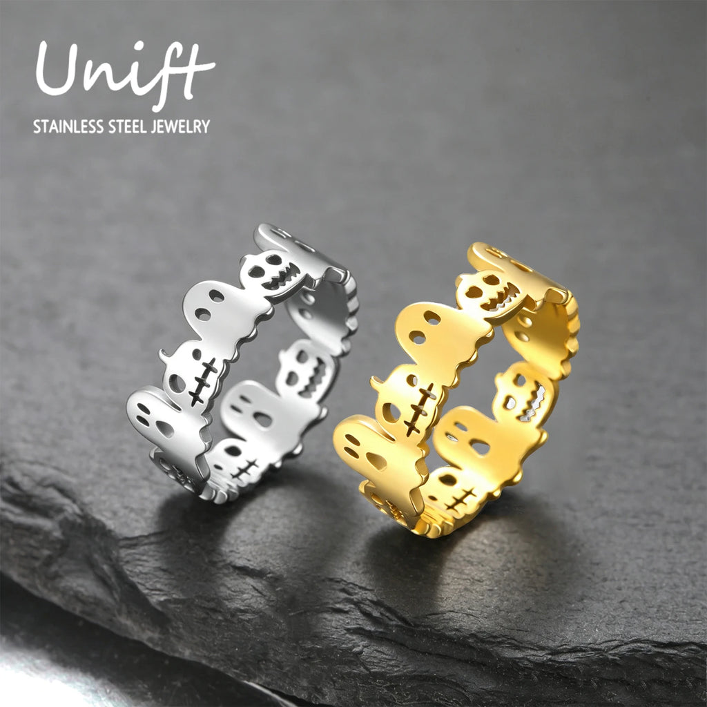 Halloween Pumpkin Ghost Finger Ring — Stainless Steel