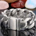 Men Bracelet for Man In Brushed Stainless Steel Luxury Gold Color 25MM Curb Link Chain Men's Bracelets On Hand Bands