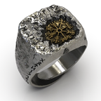 Viking treasure VEGVISIR index ring male 925 silver ring retro punk tail ring fashion jewelry