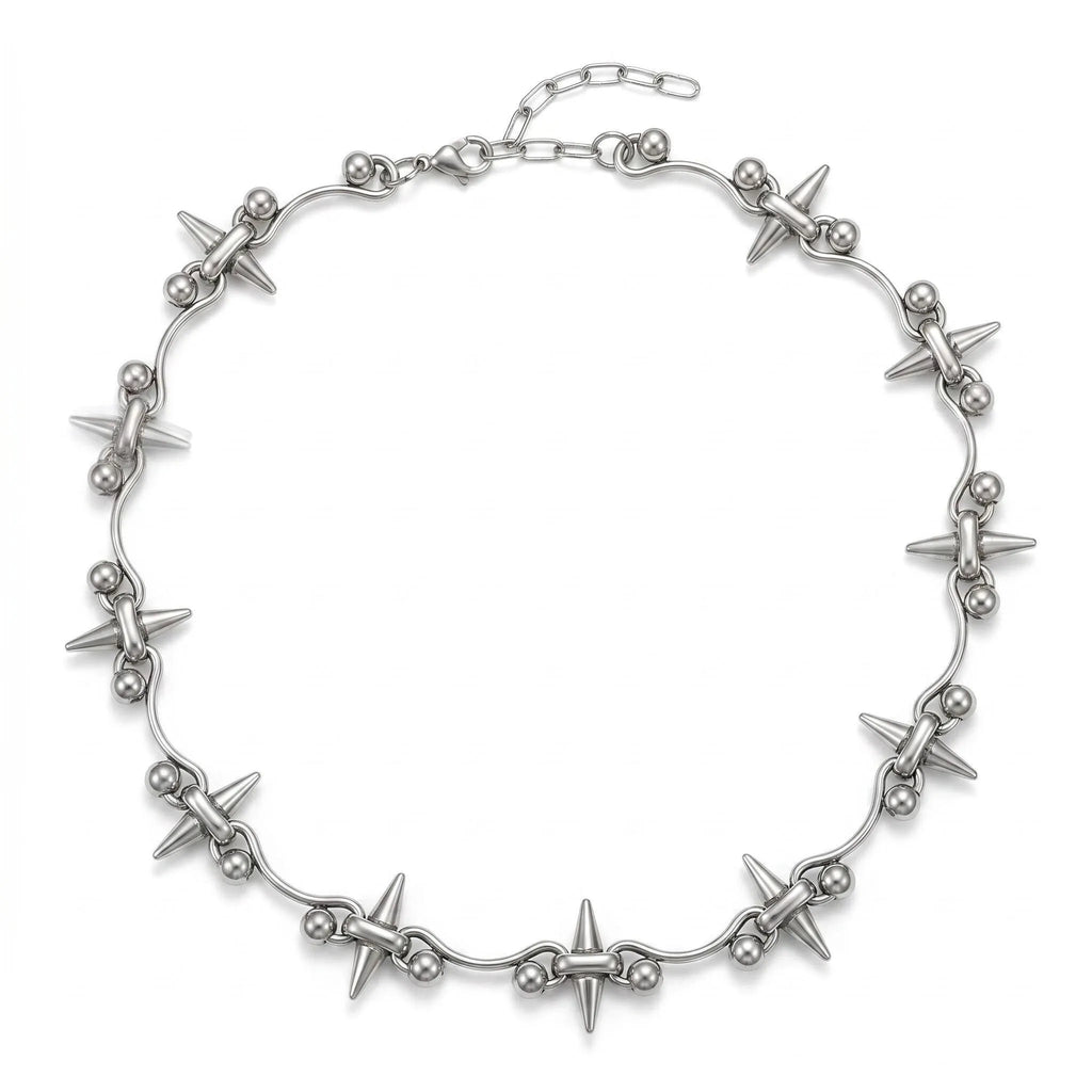Punk-Style Personalized Rock Spiked Patchwork Necklace Cool Trendy Geometric Necklace Gothic Y2K Charm Accessori