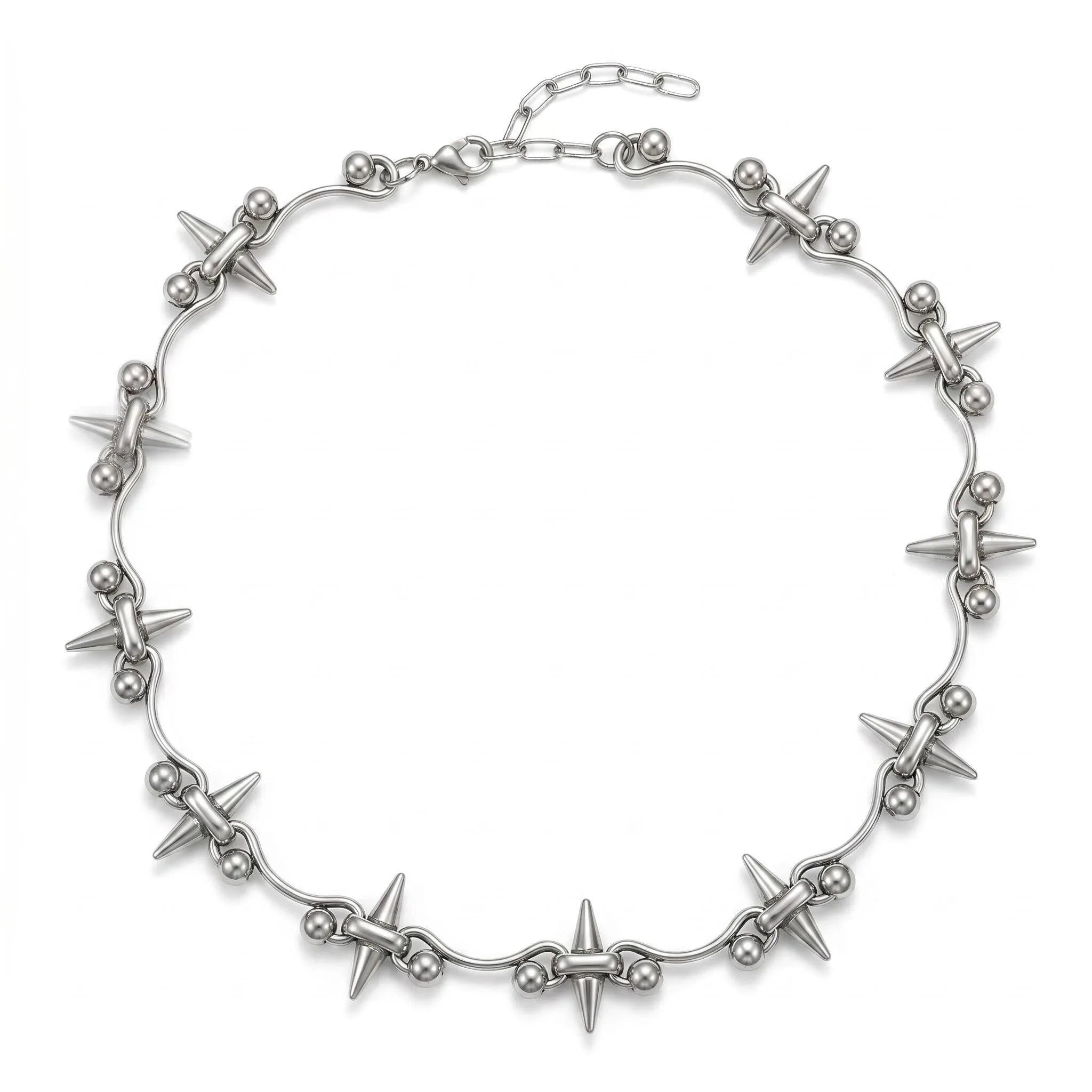 Punk-Style Personalized Rock Spiked Patchwork Necklace Cool Trendy Geometric Necklace Gothic Y2K Charm Accessori