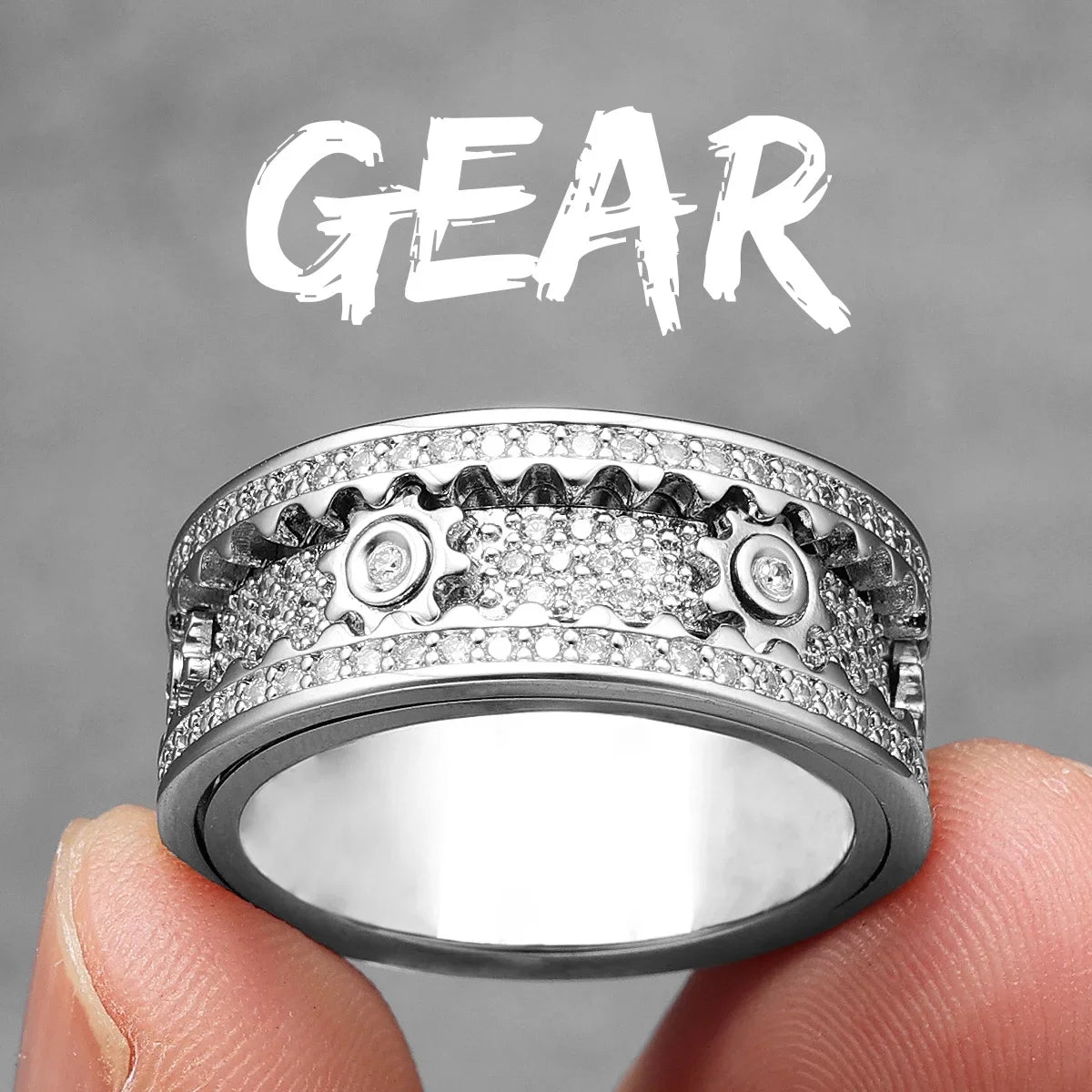 Fidget Spinner Gemstone Ring — Stainless Steel