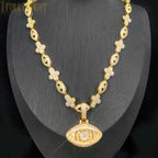 2026 New Iced Out Luxury Eye Cross Necklace Bling Cubic Zirconia Charm Tennis Chain for Men Women Hip Hop Jewelry