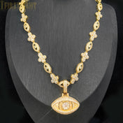 Iced Out Eye Cross Pendant Tennis Chain — Stainless