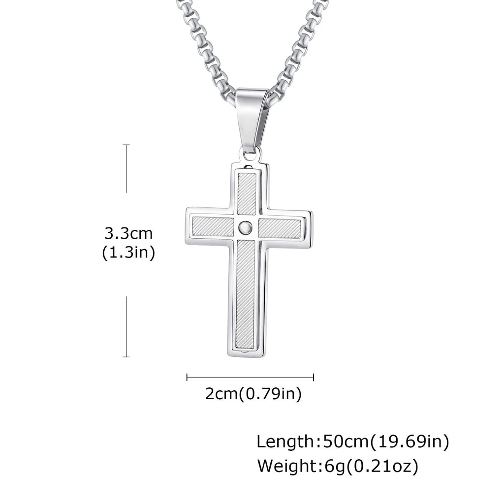 Minimal Cross Pendant — Silver Stainless