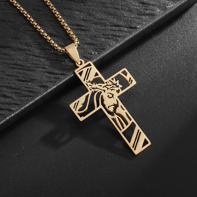 Vintage Catholic Cross Pendant Necklace — Amulet