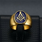 Punk Mason Masonic Symbol Ring Gold Color Stinless Steel Master Rings For Men Women Freemasonry Fashion Party Jewelry