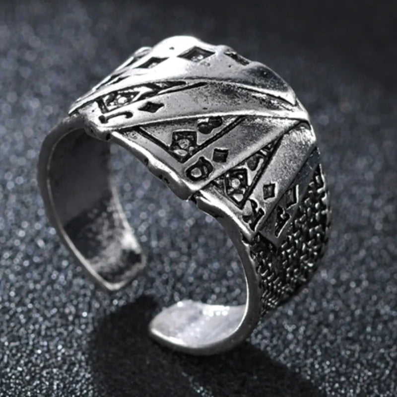 Vintage Goth Black Cross Open Ring for Men Women — Black-Tone