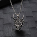1Pcs Vintage Punk Demon Mask Samurai Ghost Pendant Necklace Unisex Long Chain Hip Hop Rock Party Necklace Jewelry