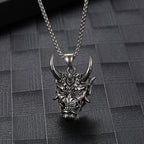 1Pcs Vintage Punk Demon Mask Samurai Ghost Pendant Necklace Unisex Long Chain Hip Hop Rock Party Necklace Jewelry