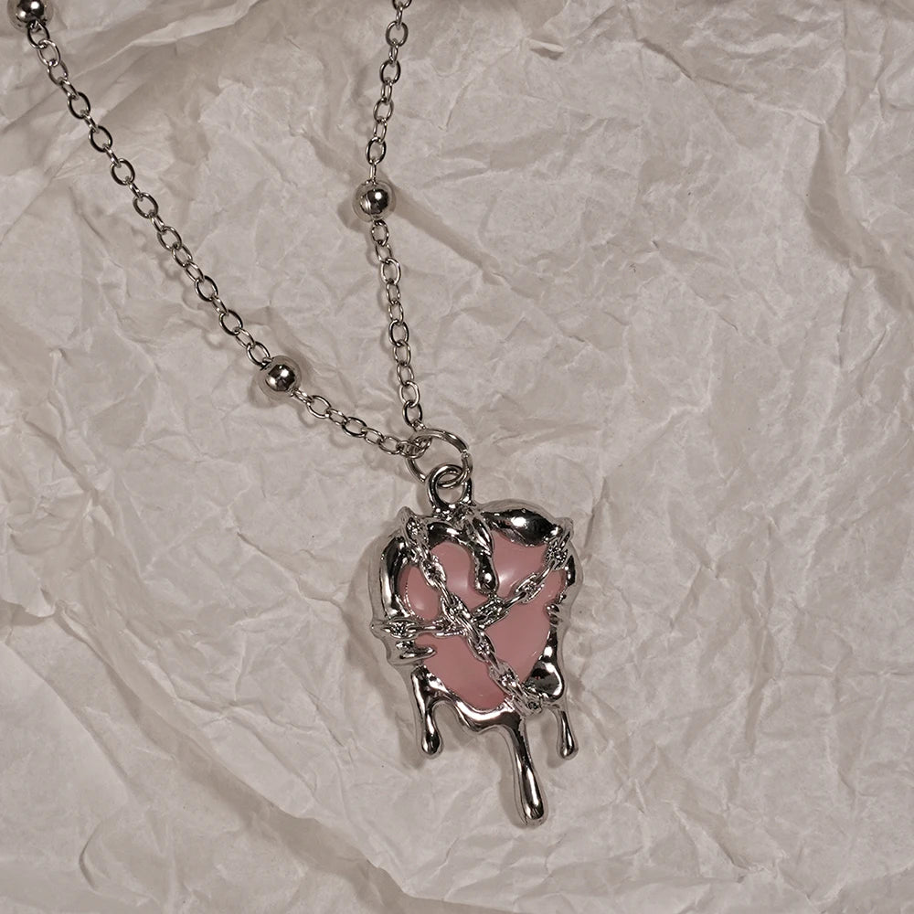 Y2K Spike Cross Pendant Necklace